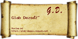 Glab Dezső névjegykártya